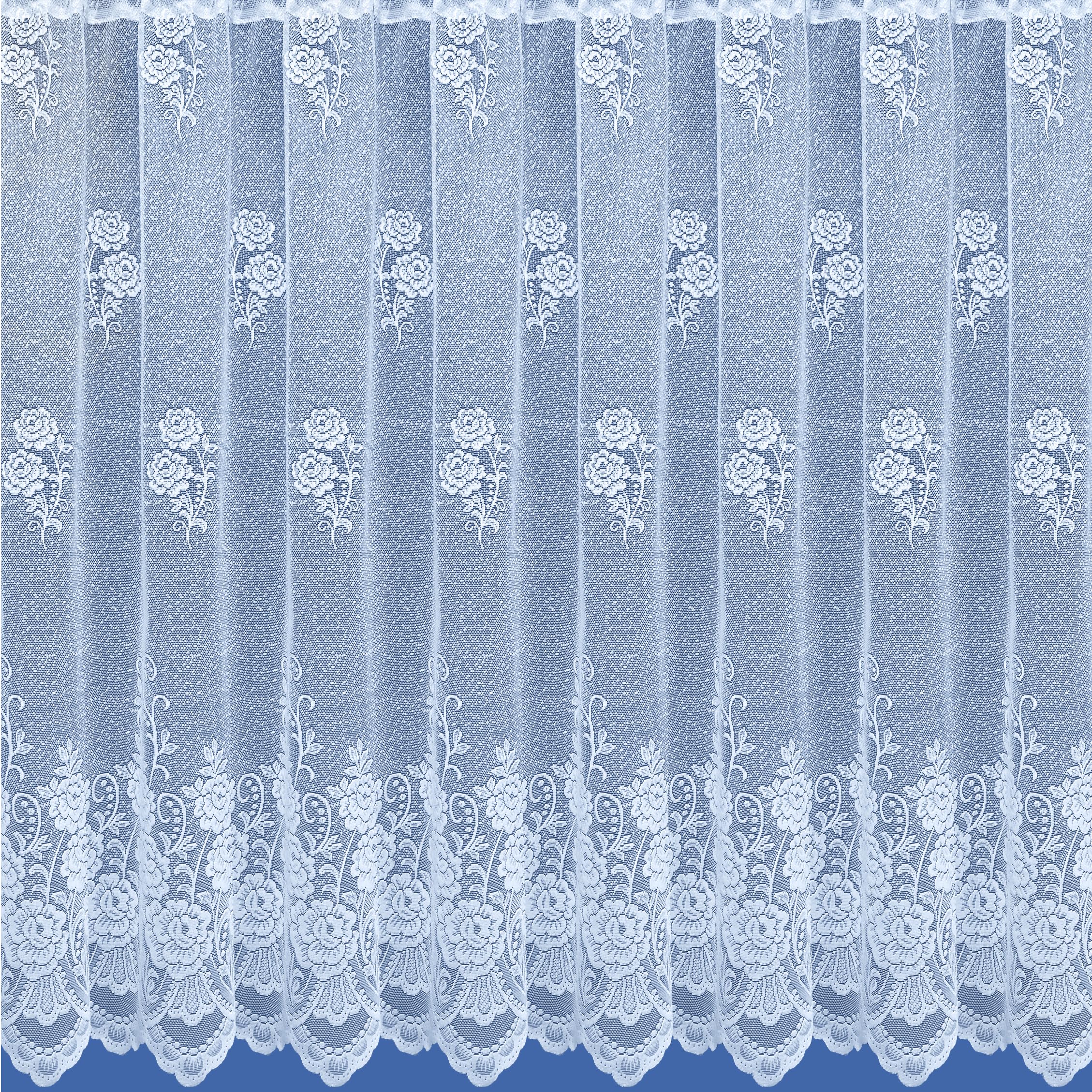 2 Metres Wide x 63" (160cm) Drop - Penelope White Floral Rose Lace Net Curtain With Vintage Traditional Heavy Floral Base Design And Scalloped Hem By Kellys Soft Furnishings
