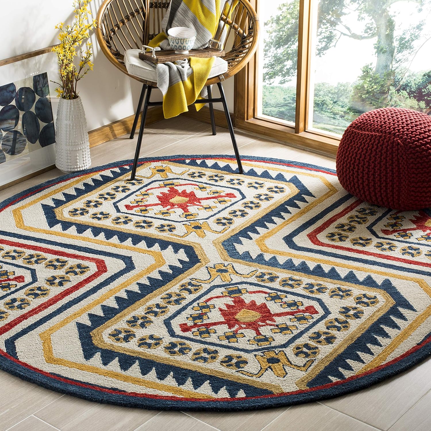 SAFAVIEH Aspen Collection 2' x 3' Ivory/Multi APN701A Handmade Moroccan Boho Tribal Wool Accent Rug