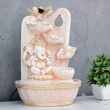 Global Grabbers Polyresin Table Top Indoor Outdoor Water Fall Fountain with LED Lights Home Decor Decoration Gift Gifting Items-STN_WT-SF8-(0)