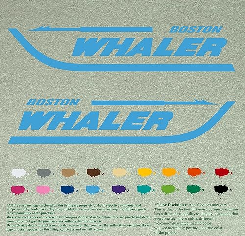 Miniatura 16 de Par de calcomanías Boston Whaler para barcos, calcomanías de vinilo, motor de barco, lote de 2, Blanco 010