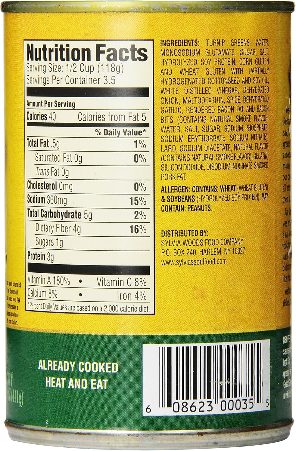 Sylvia's Specially-Seasoned Turnip Greens, 14.5 Ounces Cans (Pack of 12)