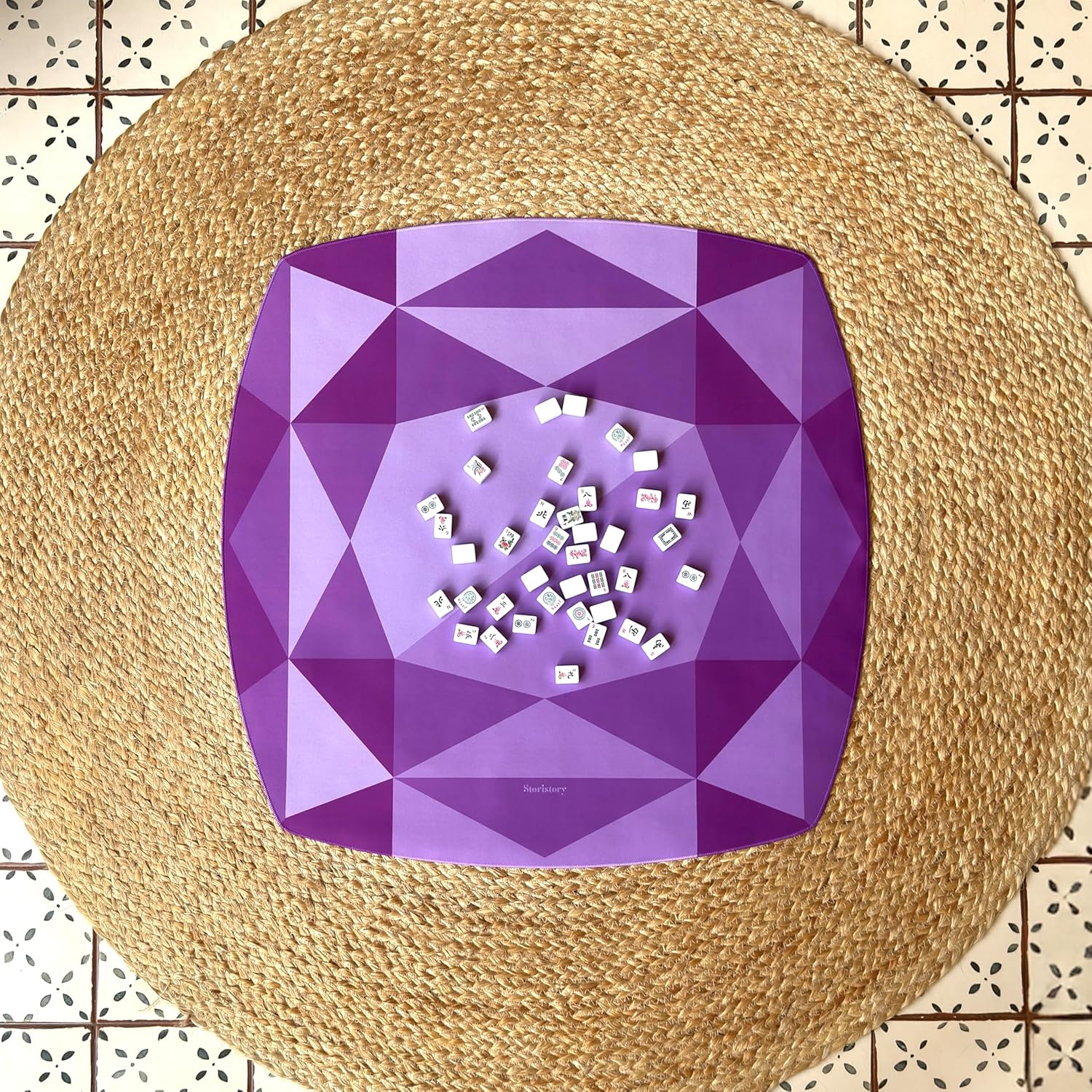 Premium Mahjong Mat – 33” Purple Gem Anti-Slip Gaming Surface for American Mahjong Tables, Cards & Board Games