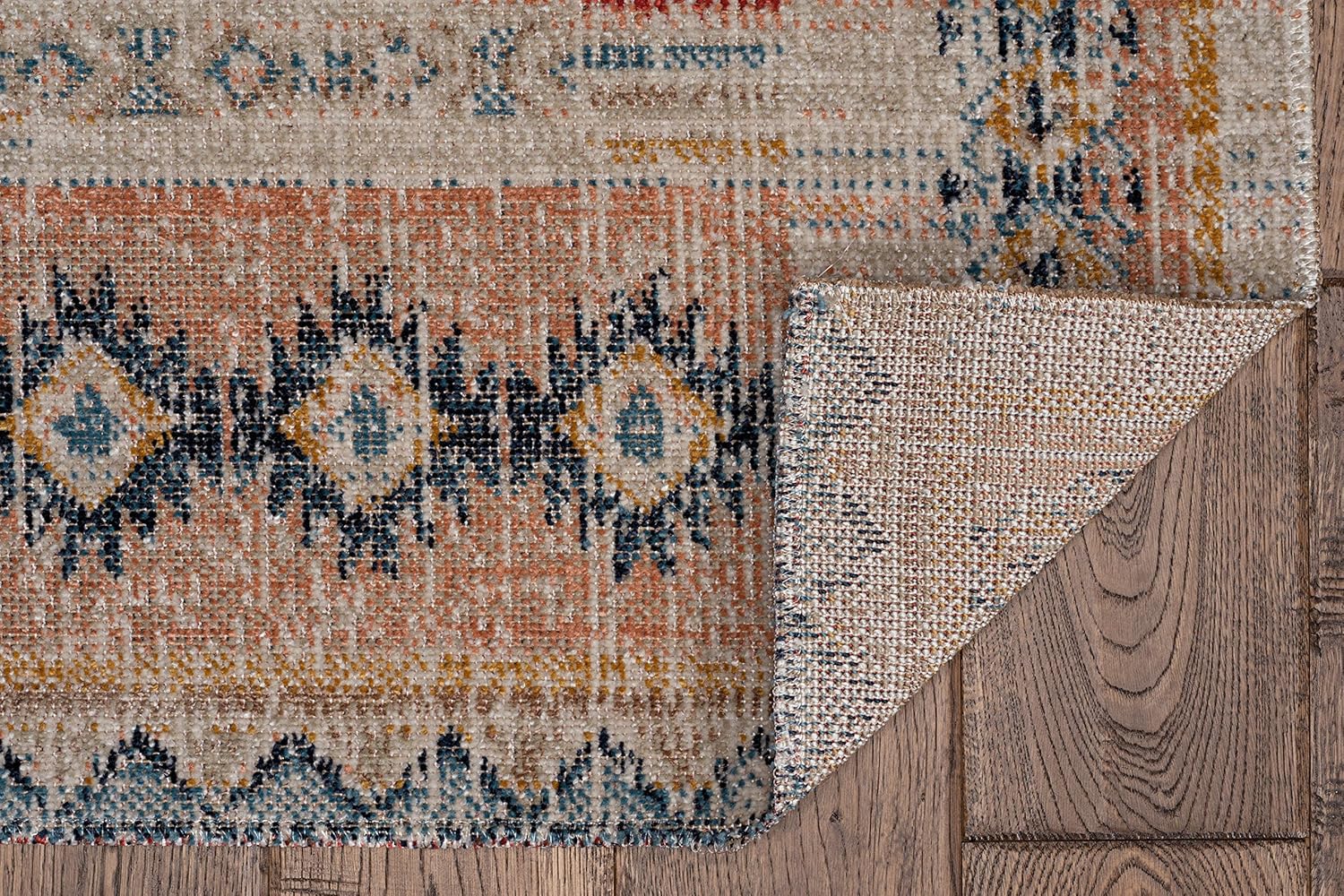 Linon Plateau Noni Ivory & Terracotta Low Pile Machine Made 2' X 3' Accent Rug