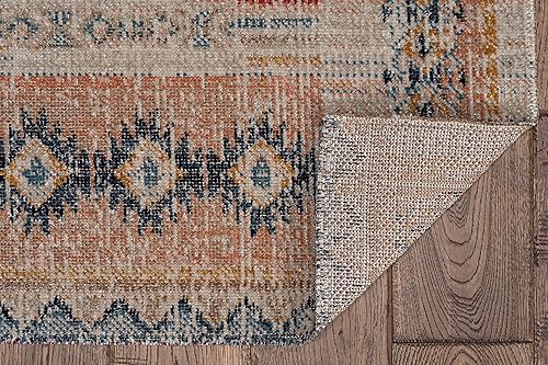 Miniatura 4 de Linon Plateau Noni Ivory & Terracotta Low Pile Machine Made 3' X 5' Accent Rug