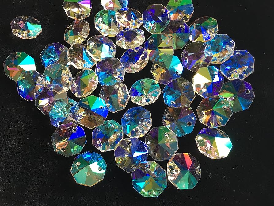 Amazon.co.jp: Almmy.6 オクタゴン オーロラクリア 14mm 2つ穴 100個