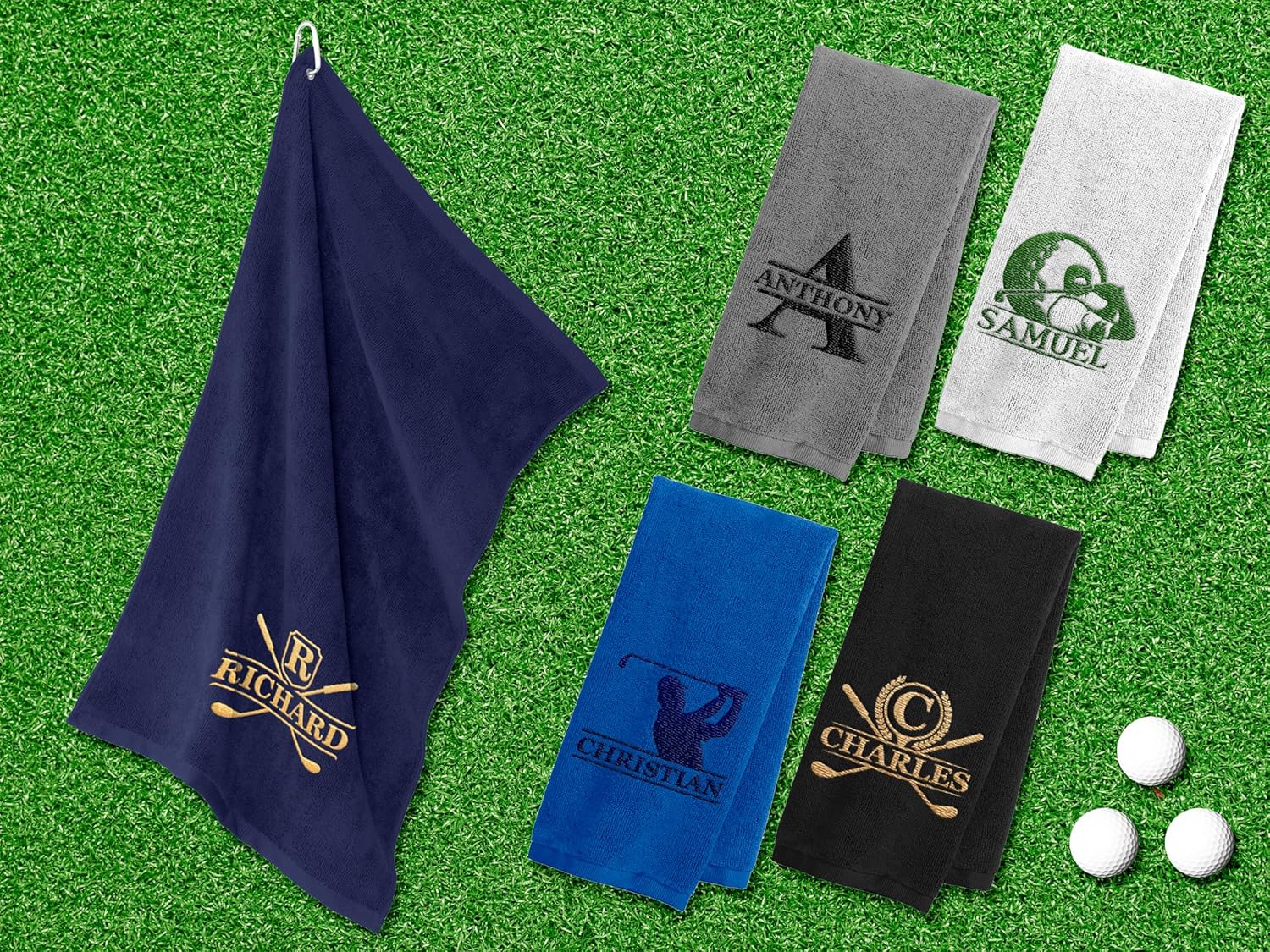 Personalized Golf Towel with Embroidered Name and Design – Custom Golf Bag Towel with Clip, 26x16 Microfiber – Gift for Golfers - Image 9