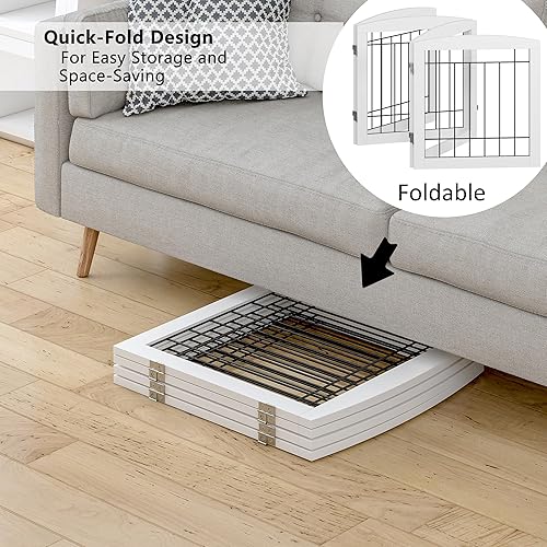 Vista 6 de Dog Gate - 4 Panel Foldable Pet Gate Indoor for Doorways, House, Stairs, Freestanding Gate for Dogs - 80x24 -Inch Puppy Safety Fence by PAWLAND