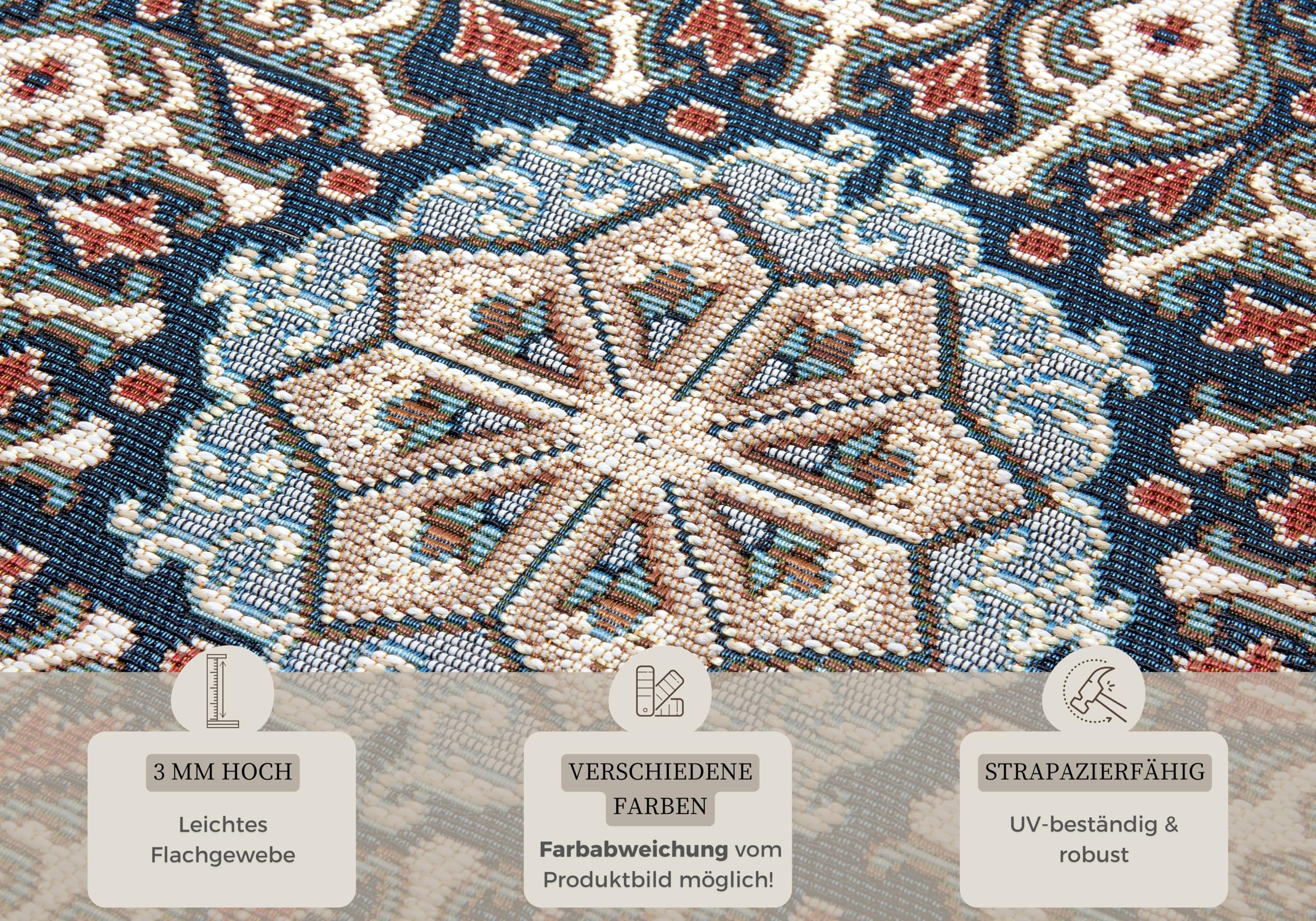 Hanse Home Kadi Tapis Oriental Intérieur Extérieur - Tissé Plat - Résistant UV Et Intempéries - Öko-Tex