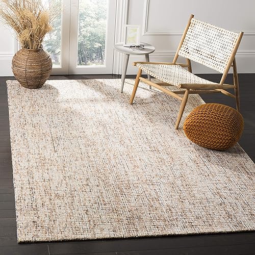 SAFAVIEH Abstract Collection - Alfombra decorativa, 4 x 6 pies, dorado y azul, lana hecha a mano, ideal para zonas de alto tráfico en entrada, sala