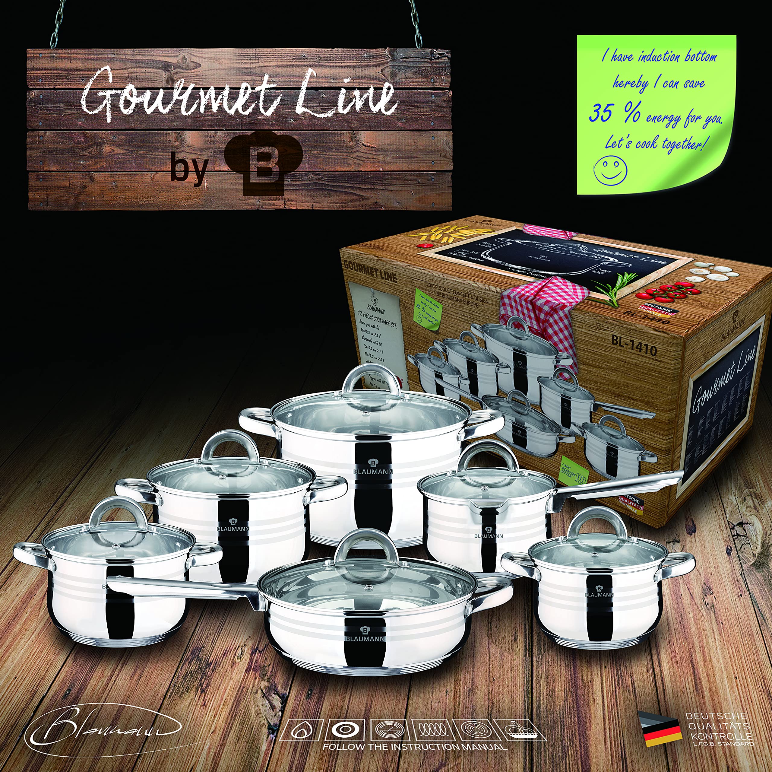 Blaumann Batteria Di Pentole 12 pezzi Jumbo Gourmet Line