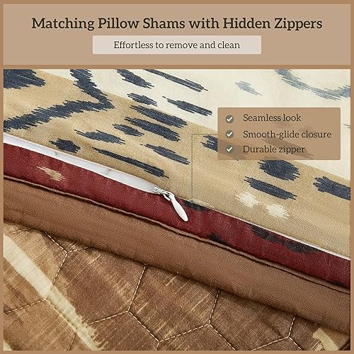 Miniatura 5 de Paseo Road Home on The Range Juego de cama occidental de 2 piezas con edredón y funda de almohada, tamaño individual, diseño geométrico de bisonte