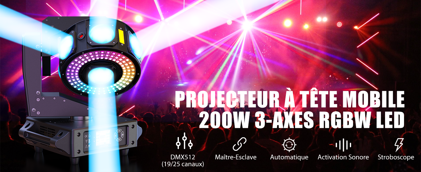 Lyre Led à Tête Mobile Lumière de Scène 240W tête mobile LED Strobe Effekt Discolicht RGBW DJ Licht Bühnenlicht Pour Party Hochzeit Fêtes Lyre Led à Tête Mobile Lumière de Scène 240W tête mobile LED Strobe Effekt Discolicht RGBW DJ Licht Bühnenlicht Pour Party Hochzeit Fêtes