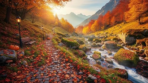 Golden Autumn Leaves at Golden Hour – Rustling Maple Leaves & Soft Falling Foliage | 4K Ambient Screensaver – vue 4