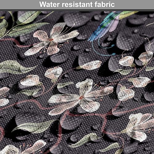 Miniatura 6 de Ambesonne The Yard, Flappy - Tela en flor de cerezo de cola ancha que vuelan alrededor de árboles de cerezo blanco, tela decorativa para tapicería y