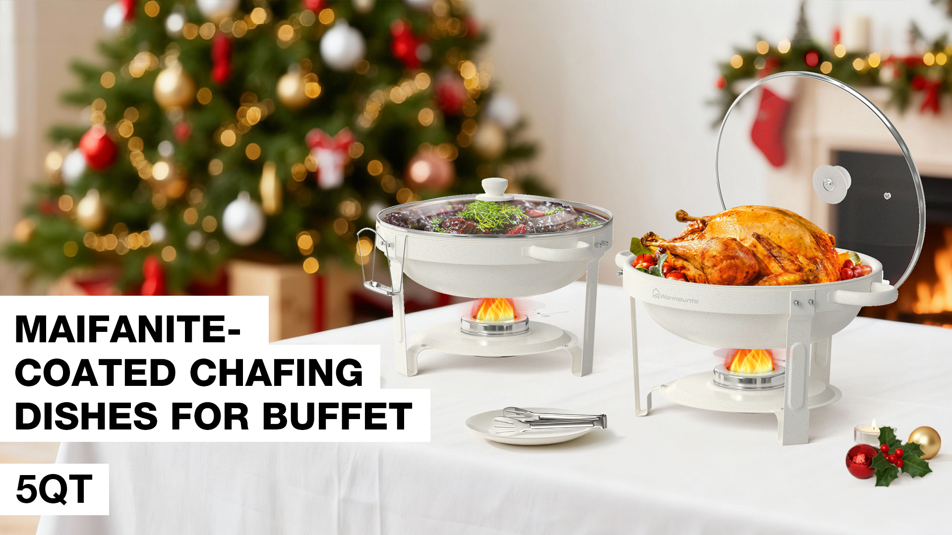 Amazon.com: WARMOUNTS White Chafing Dishes for Buffet with Glass