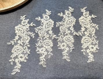 #118 White,Two Pairs4 pcs Embroidered Applique Patches,Lace Applique Patches, DIY Wedding Dress Sewing Craft Clothing, Jeans, Jackets, Bags, Veil Decoration