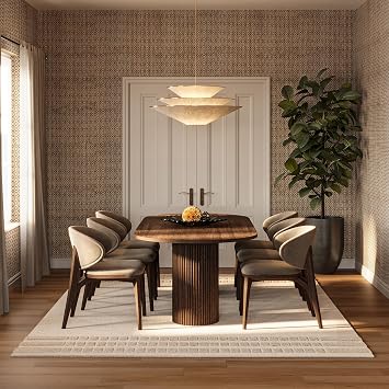 Rugs USA x Carmeon Hamilton Solid 8 x 11 Wool Area Rug for Living Room Bedroom Dining Room, Cream