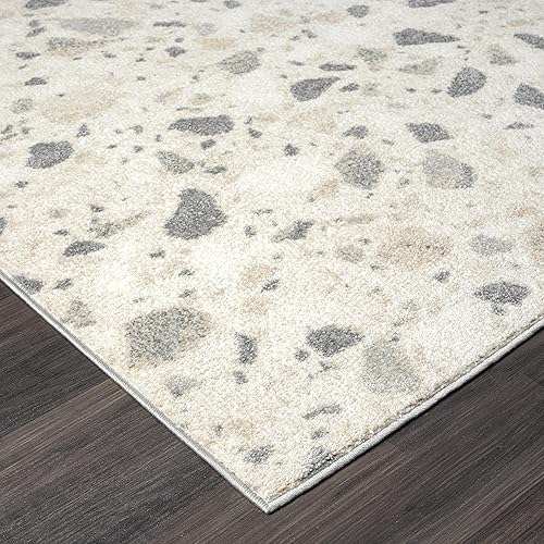 Miniatura 3 de Abani Nuevo Collection - Alfombra de área, diseño moderno de terazzo de puntos marfilgris, 6 x 9 pies, fácil de limpiar, duradera para niños y