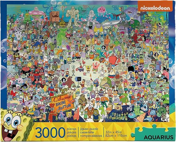 AQUARIUS SpongeBob SquarePants Puzzle (3000 Piece Jigsaw Puzzle) - Officially Licensed SpongeBob Merchandise & Collectibles - Glare Free - Precision Fit - 32 x 45 Inches,Multicolor