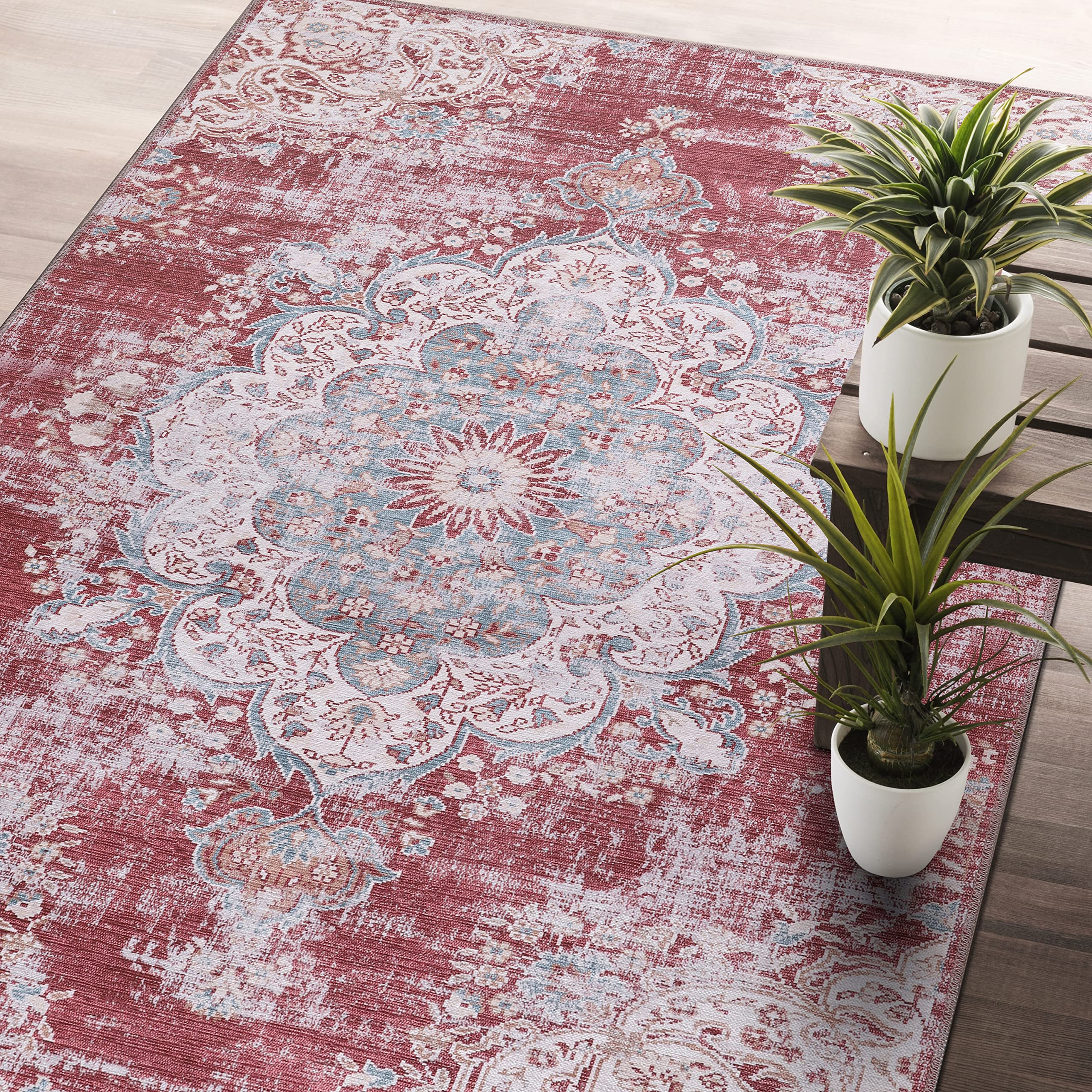 CAMILSON Machine Washable Area Rugs for Living Room Bedroom, Distressed