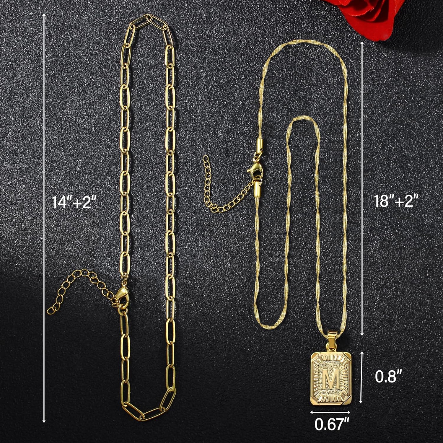 JSJOY Valentines Day Gifts Gold Initial Necklaces for Women Men Gold Letter Necklaces 26 Capital A-Z Letter Pendant Necklace for Women Square Monogram Necklace for Her Graduation Gifts 2026 - Image 6