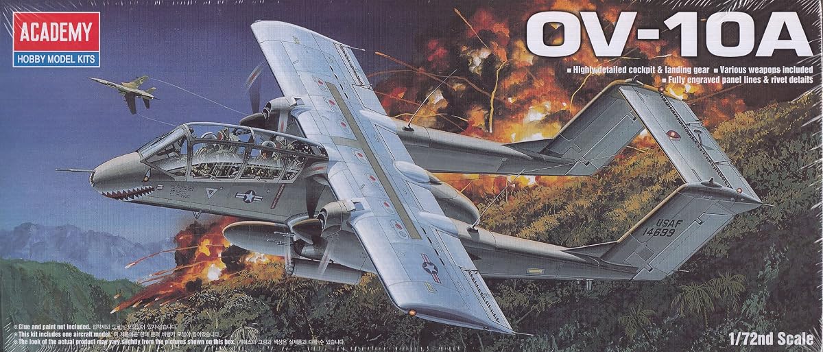 Academy OV-10A Bronco Light Armed Reconnaissance Aircraft Plastic Model Kit, 1/72 Scale