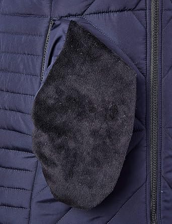 Women Hooded Puffer Jacket Reversible to Black Chevron Faux Fur Winter Coats