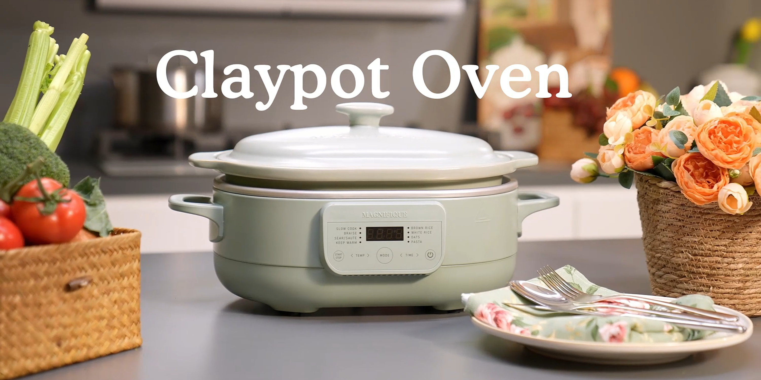 Amazon.com: 4 Quart Claypot Slow Cooker with Flexible Easy