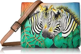 Anuschka Anna - Sella in pelle dipinta a mano, misura media, zebrata Safari, taglia unica