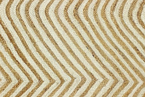 Miniatura 7 de CASAVANI Collection - Alfombra cuadrada de 6 x 6 pies, color beige, geométrica, de algodón y yute, ideal para zonas de alto tráfico en pasillo,