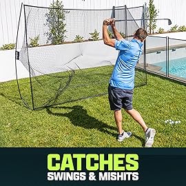 GoSports 10 ft x 7 ft Golf Practice Hitting Net - Personal Driving Range for Indoor or Outdoor Use - Black