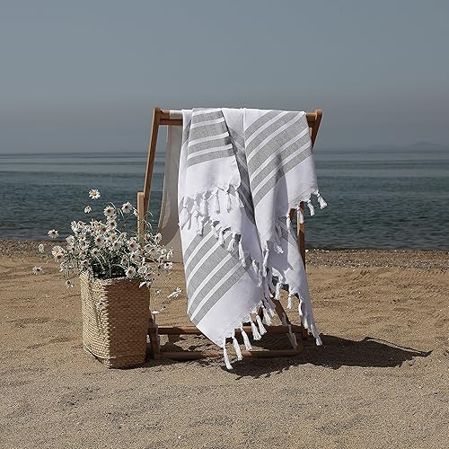 Miniatura 6 de KHALPERA Radiant Pestemal - Toalla pestemal de 100% algodón turco, a rayas, colorida, 39 x 69 pulgadas, multiuso para manteles, playa, baño, spa,