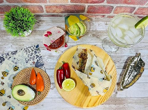 Miniatura 8 de Envolturas de cera de abejas, 3 paquetes, algodón orgánico, envoltorios de hojas de cera ecológicos, sin plástico y silicona, envolturas