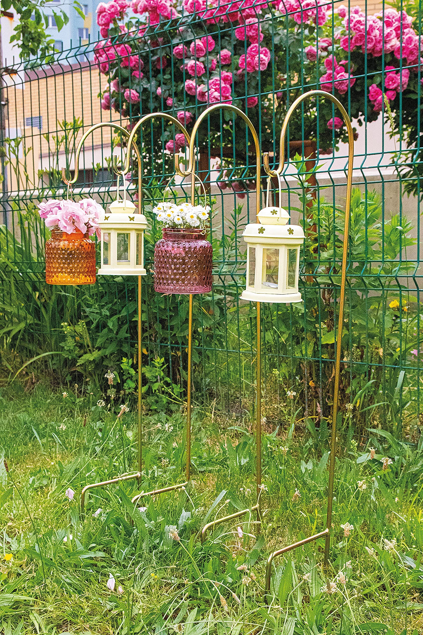 Crochet De Berger Pour Lanterne Lot De 4 Crochets De Berger De Jardin En Métal - Longueur 120 Cm - Pour Suspendre Lanternes, Paniers, Décorations Accessoire Décoration Extérieur