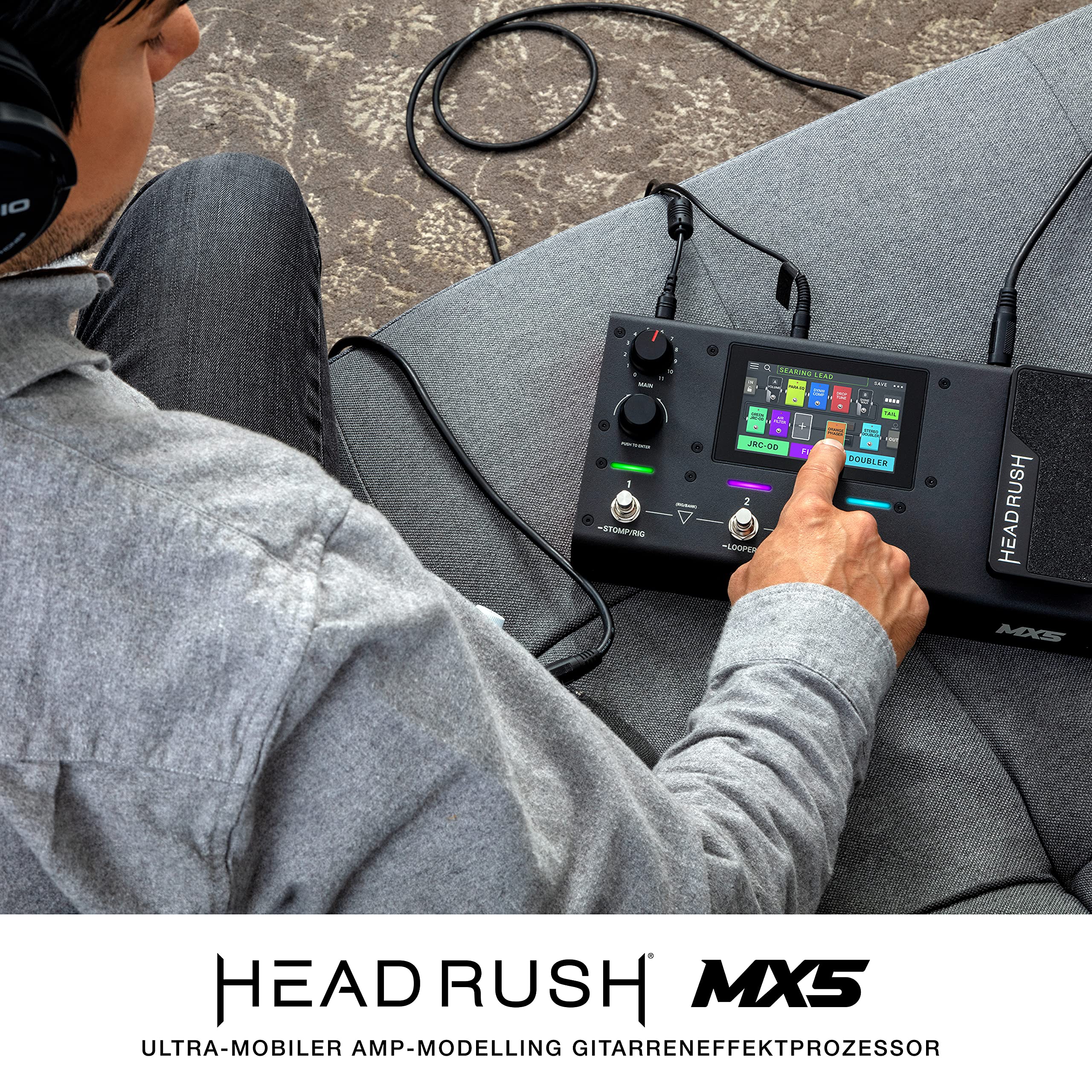 HeadRush MX5 – Multi Effektgerät Gitarrenverstärker/Pedalboard & FX Modeling Prozessor mit Touch Display, Expression Pedal, Looper & Audio Interface