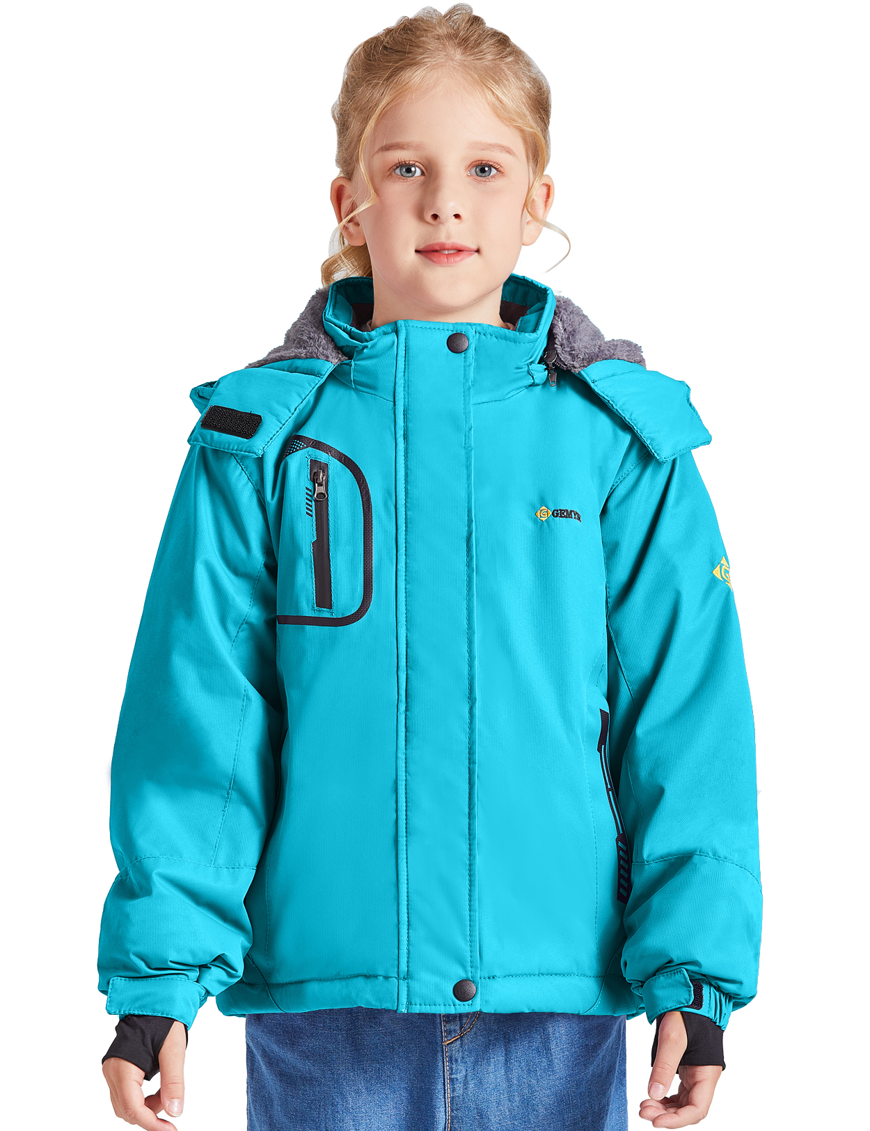 GEMYSE Ski-jack voor dames, waterdicht, berg-jas, fleece, winter, winddicht, jas met capuchon, ster marineblauw, S