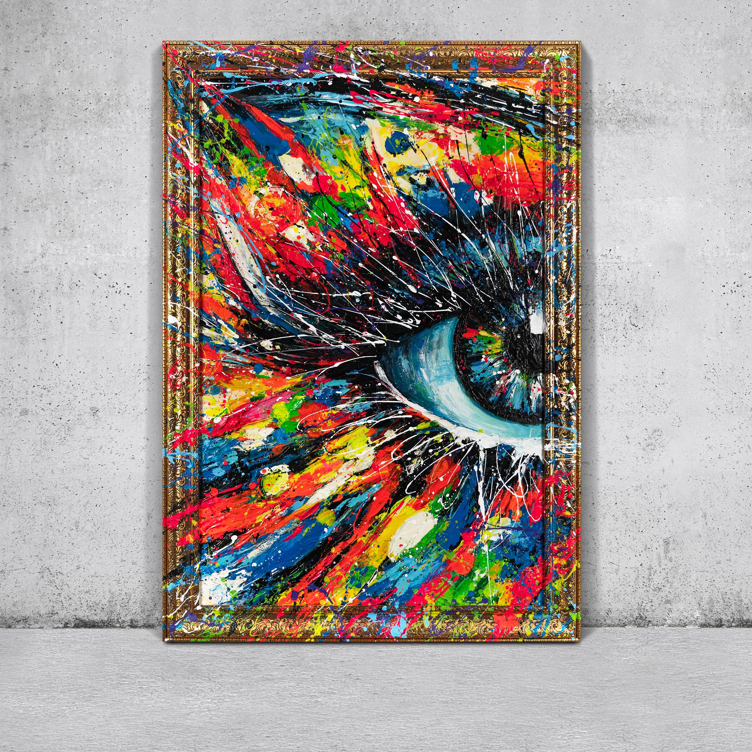 YS-Art Bild abstrakt bunt Acryl Gemälde auf Leinwand Bilder mit Rahmen malen handgemalt Wandbild Wohnzimmer modernes Wohndekor echtes Kunstwerk 120x80 cm