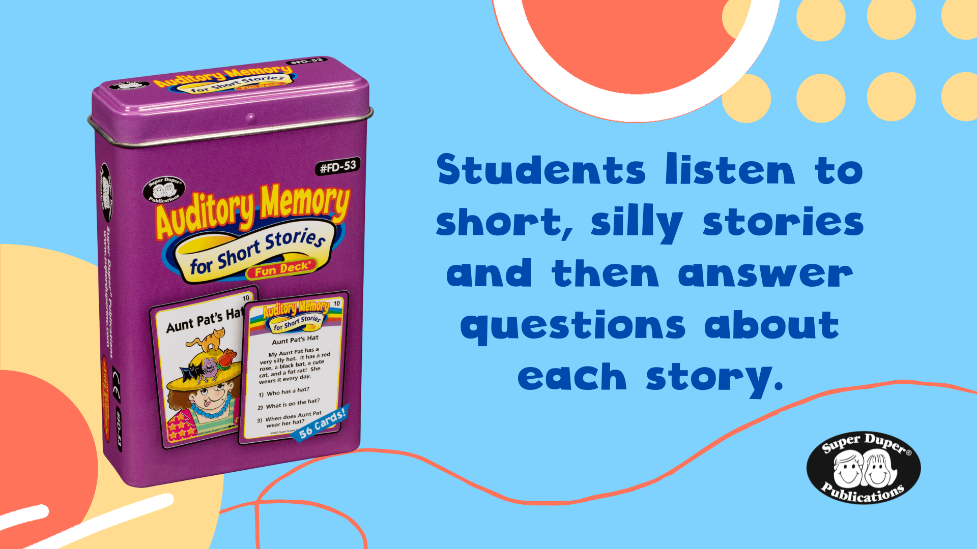 Super Duper Auditory Memory For Inferences Fun Deck - Listening Comprehension Flash Cards For Kids