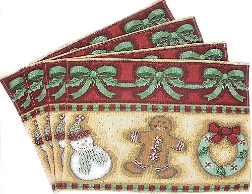 Miniatura 10 de DaDa Bedding - Juego de 4 manteles individuales de algodón y lino para mesa de comedor, 13 x 19 pulgadas