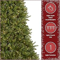 Vista 6 de National Tree Company - Árbol de Navidad artificial completo preiluminado, verde, abeto Dunhill, 7 pies, 700 luces transparentes, 2,144 puntas
