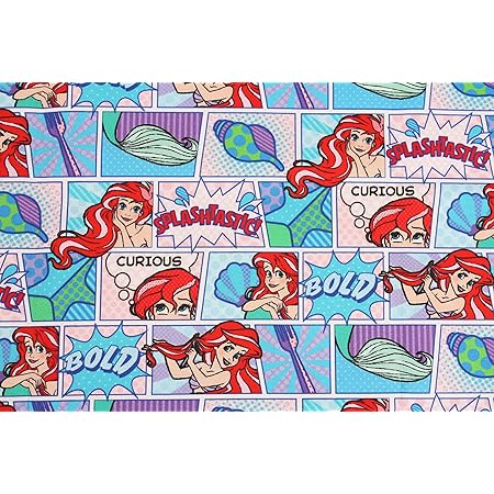 Amazon Co Jp 韓国生地 ディズニーキャラクター生地 リトル マーメイド アリエル 漫画風 生地 コットン100 シーチング Disney Princess 45cm X 110cm ホビー