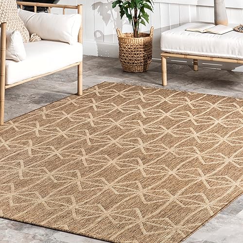 Miniatura 8 de nuLOOM Saunders - Alfombra geométrica para interiores y exteriores, 5 x 8, beige
