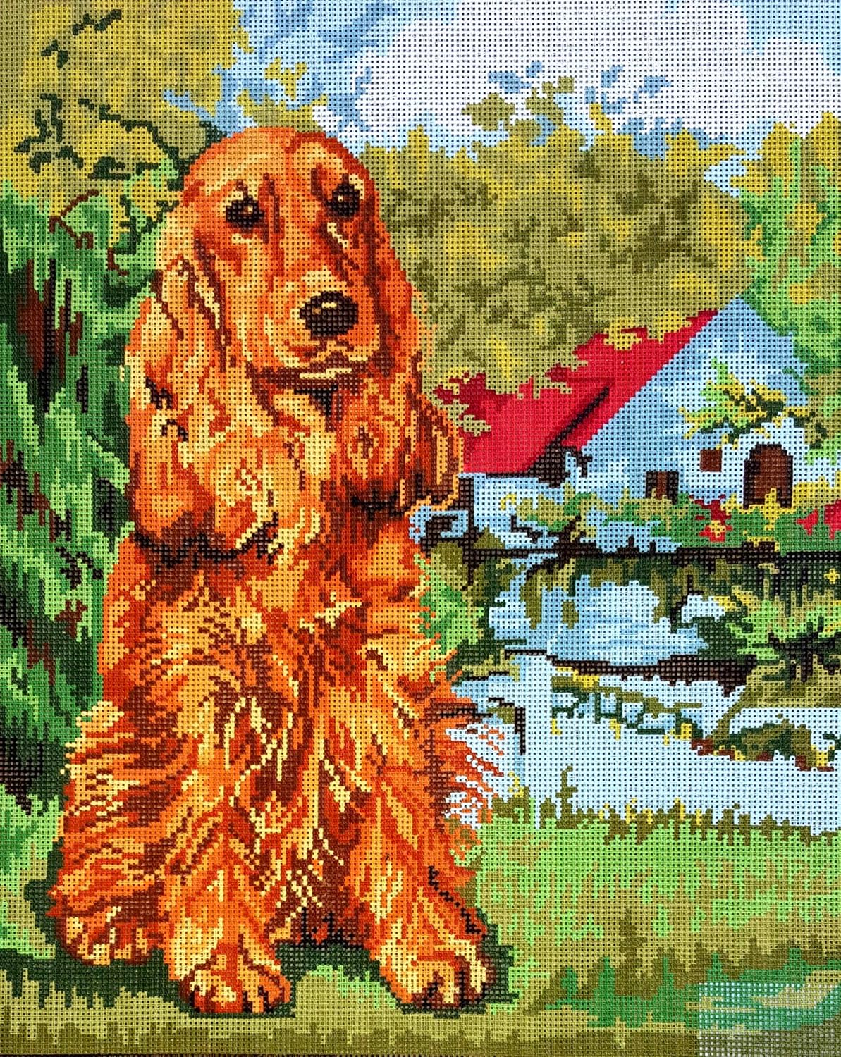 Needlepoint Painted Canvas Counted Cross Stitch Tapestry Gobelin - Dog. 20"x24" 14.869 by Gobelinl L