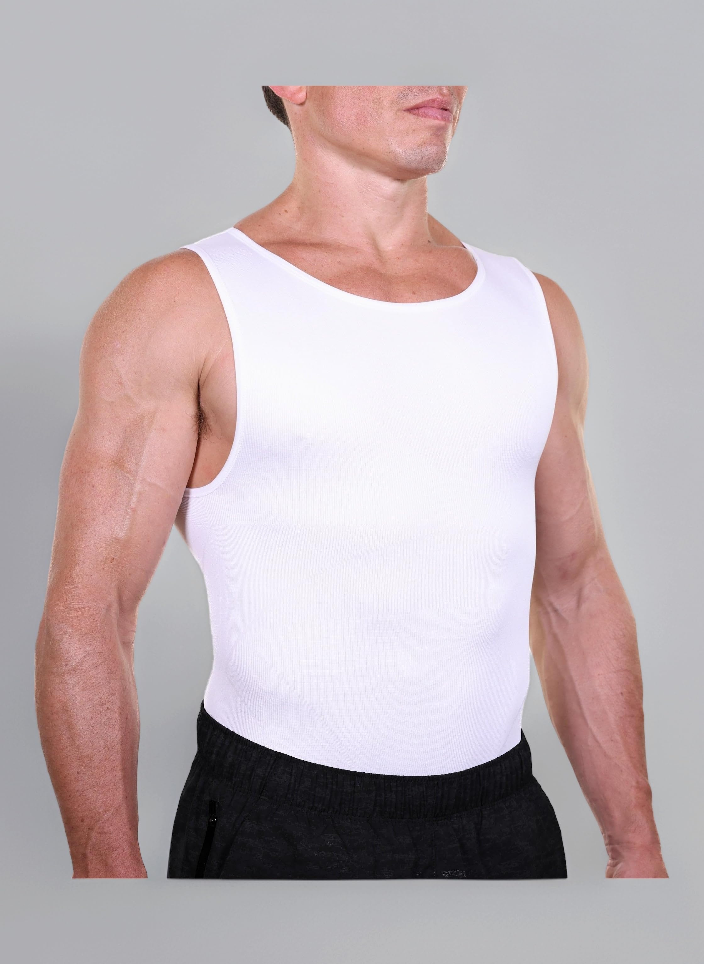 EliteSlim Men's Compression Shirt, Lightweight Slimming Undershirt for Chest and Stomach, Hides Gynecomastia and Man Boobs
