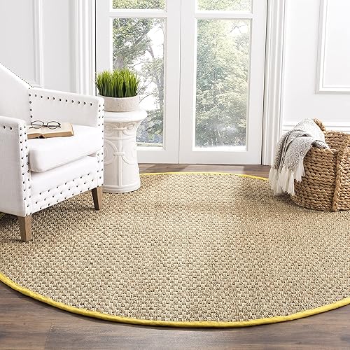 Vista 396 de SAFAVIEH Natural Fiber NF114A - Alfombra de hierba marina, tejido de canasta, con borde, para zonas de alto tráfico, sala de estar, dormitorio, 2