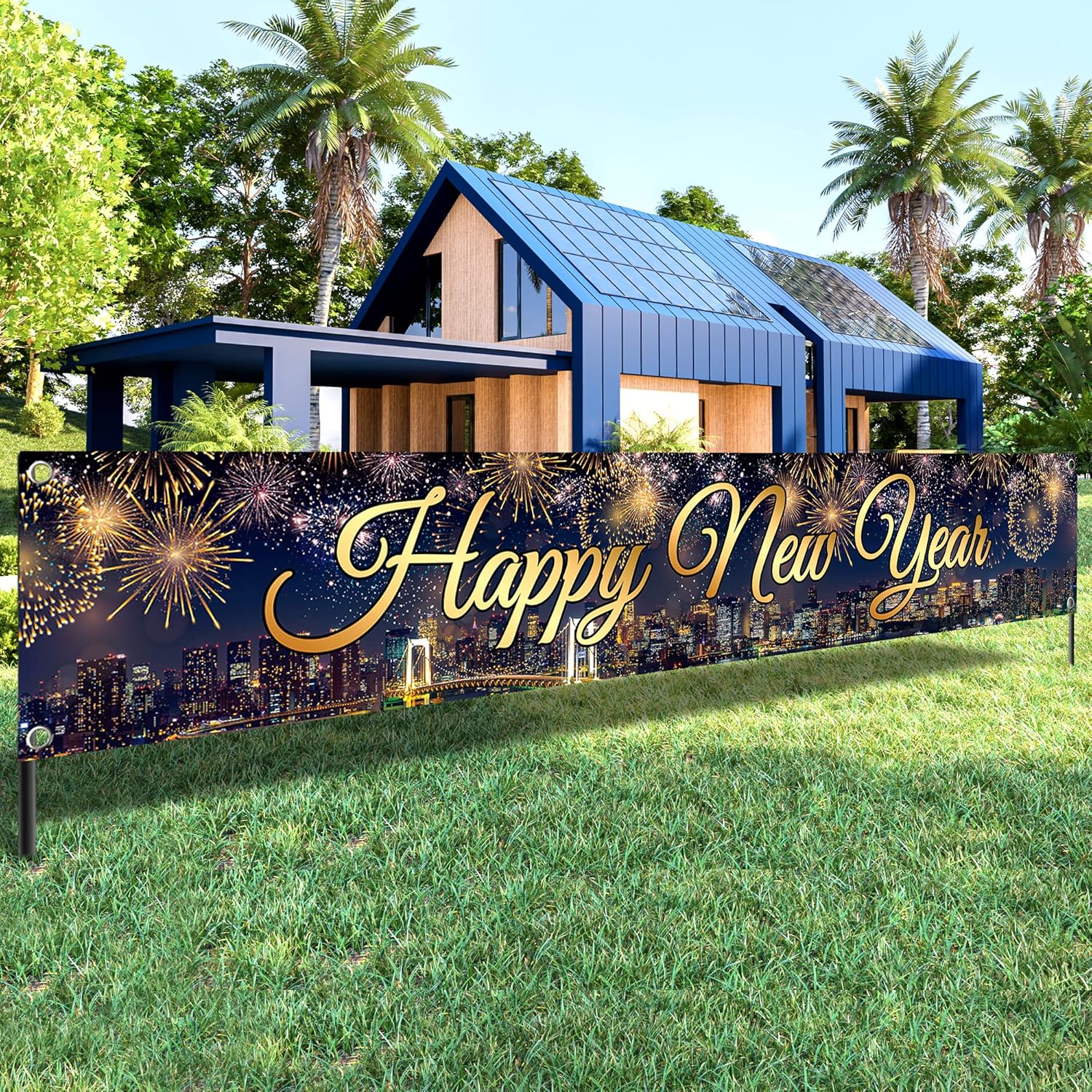 KatchOn, Happy New Year 2026 Banner - XtraLarge, 120x20 Inch | Happy New Year Yard Sign Banner for New Years Decorations 2026 | New Years Eve Party Supplies 2026, Nye Decorations 2026