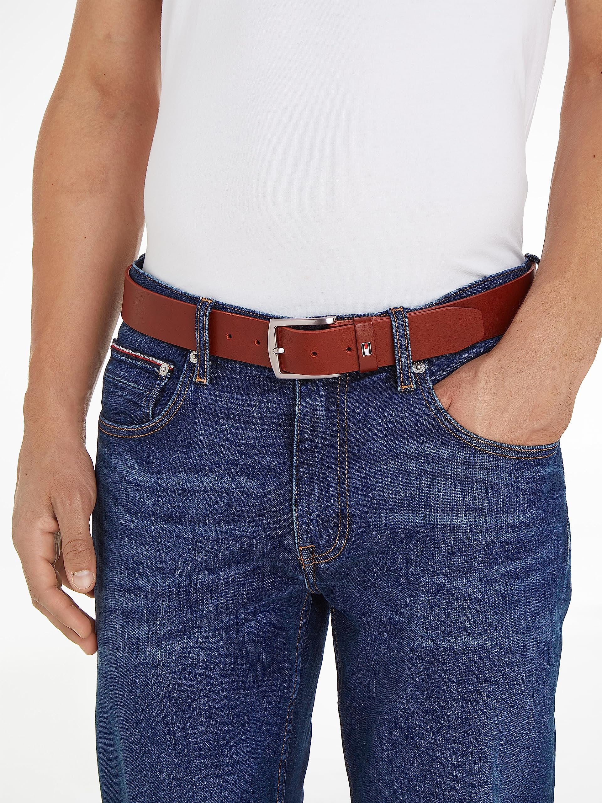 Tommy Hilfiger Uomo Cintura New Denton 3.5 Belt Cintura in Pelle
