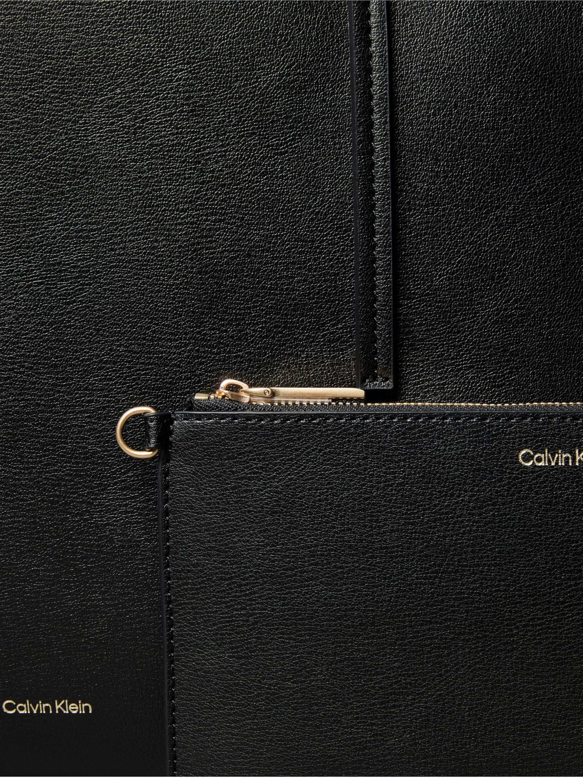 Calvin Klein Bolso Tote Mujer Foil Logo con bolsa extraíble, Negro (Black/Toasted Coconut), Talla Única