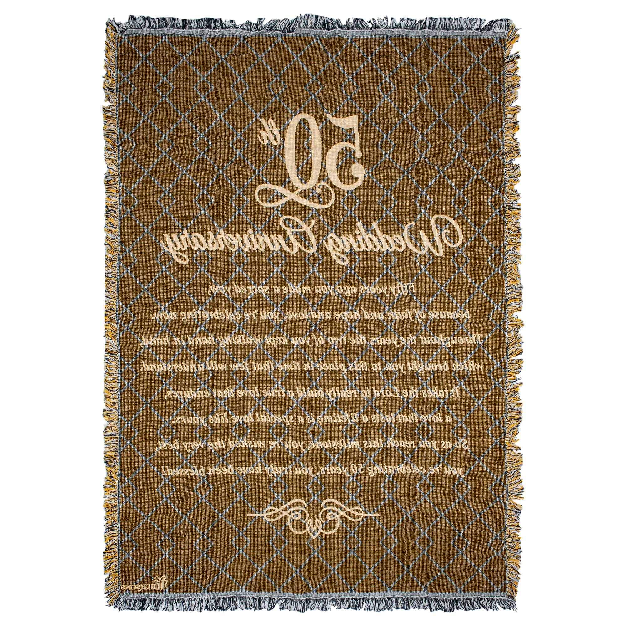Dicksons 50th Wedding Anniversary Poem Gold Shimmer 48 x 68 Cotton Tapestry Throw Blanket