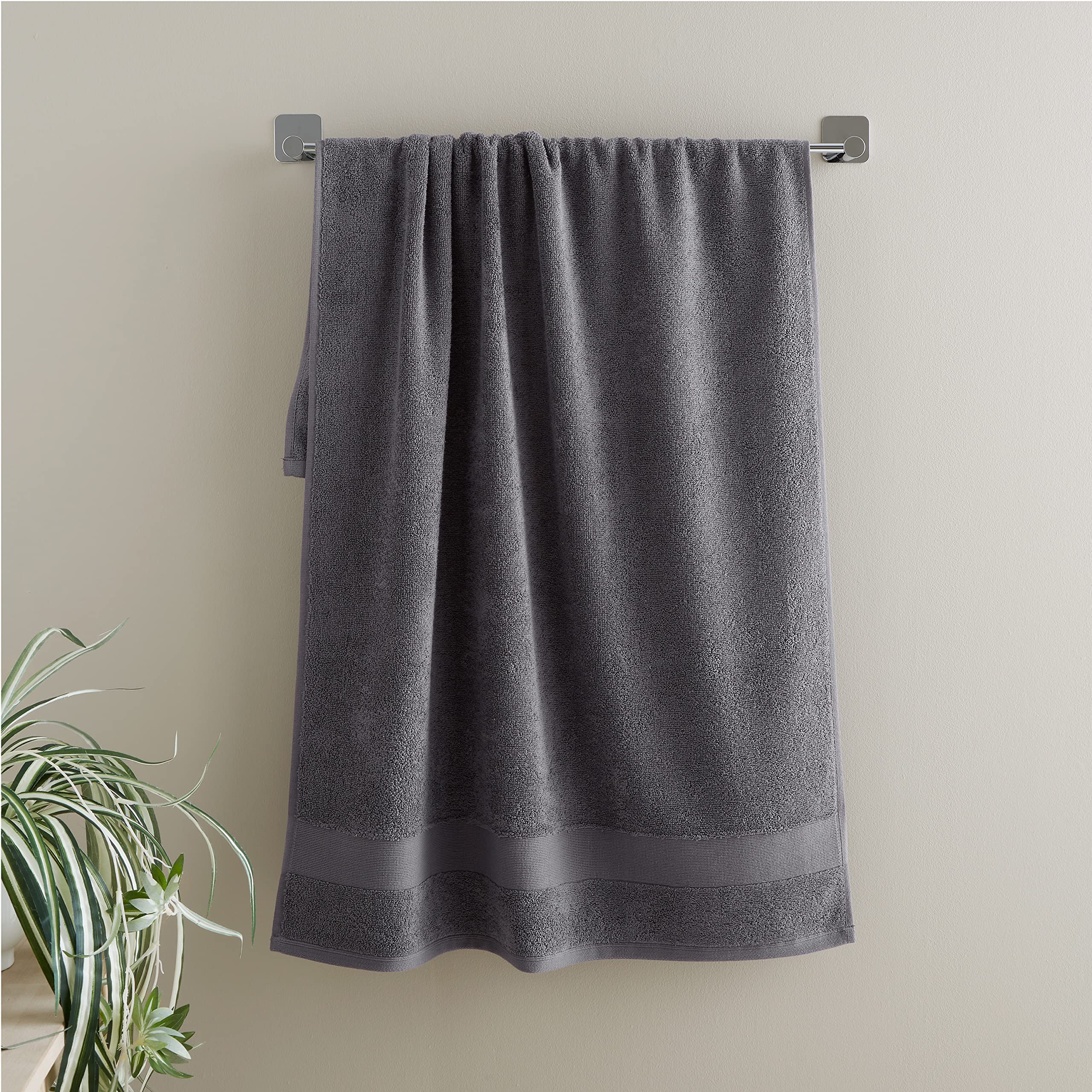 Catherine Lansfield  Anti-Bacterial Cotton Towel - Charcoal Grey - Bath Sheet